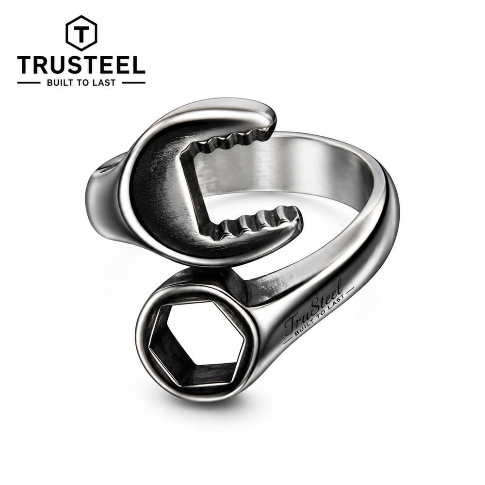 Wrench Ring 316L Stainless Steel Ring Mechanic Biker men’s size 8